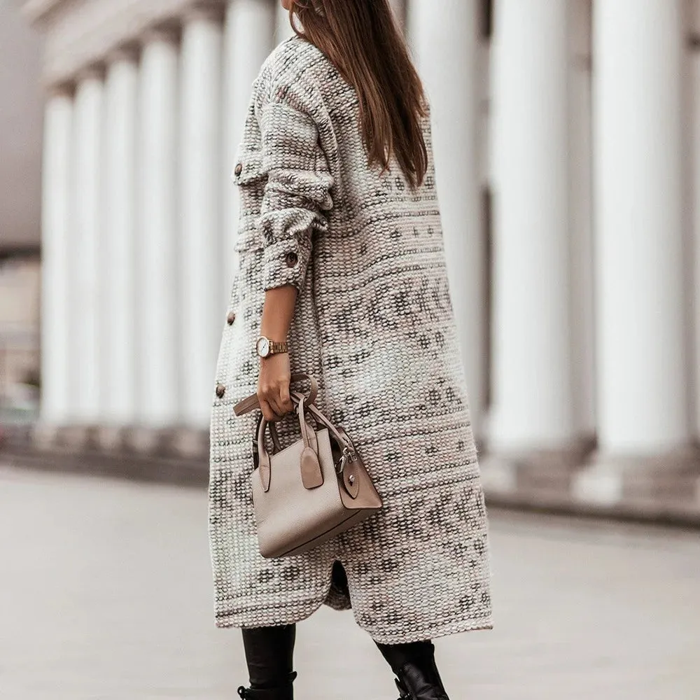 2024 Winter Checked Women Jacket Turn Down Plaid Long Oversize Thin Retro Female Streetwear Coat
