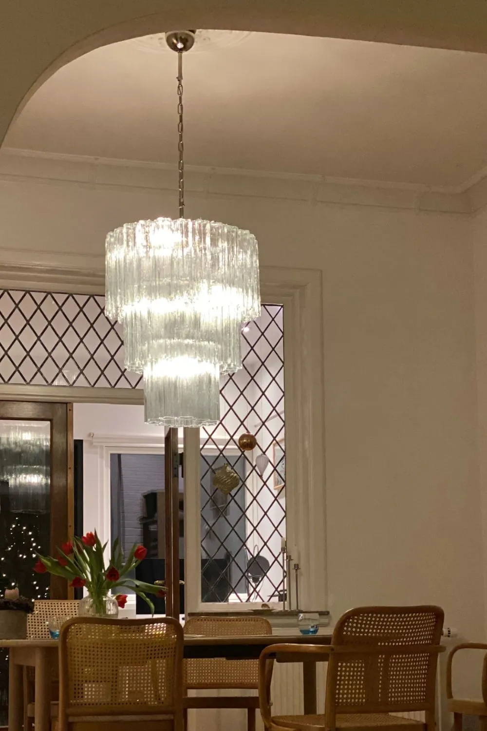 52-Tube Clear Murano Glass Chandelier