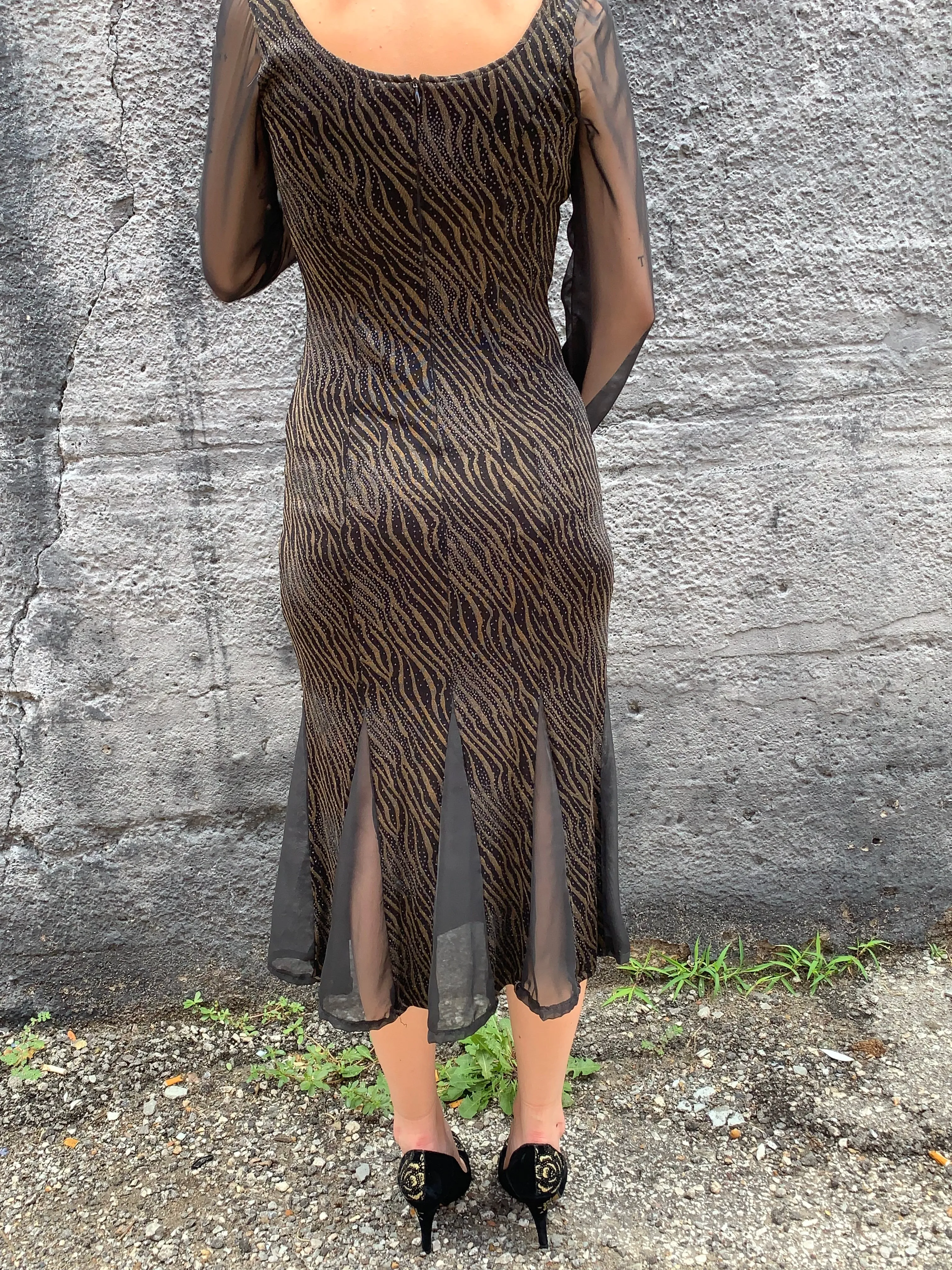 90s J.Ribkoff Black Zebra Bodycon Dress          S