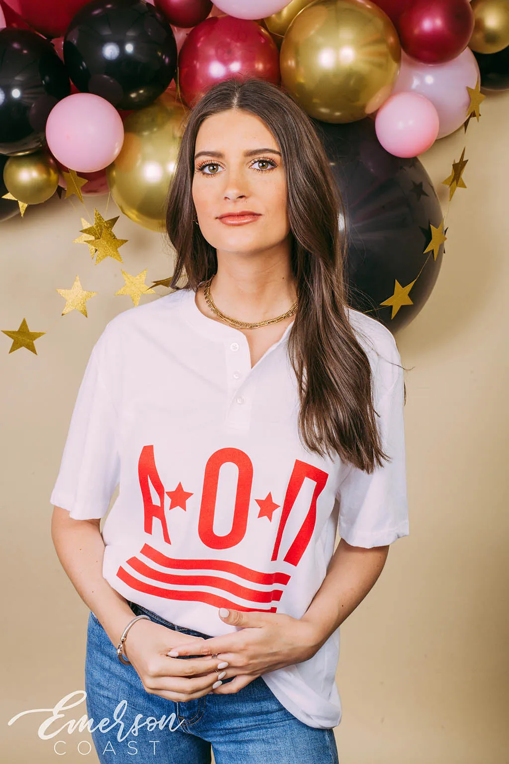 Alpha Omicron Pi Bold Henley