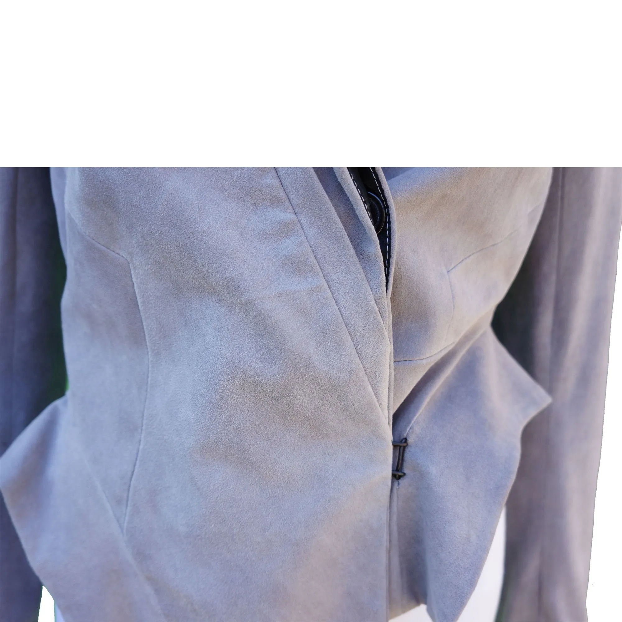 Ann Demeulemeester Suede Cropped Moto Style Jacket