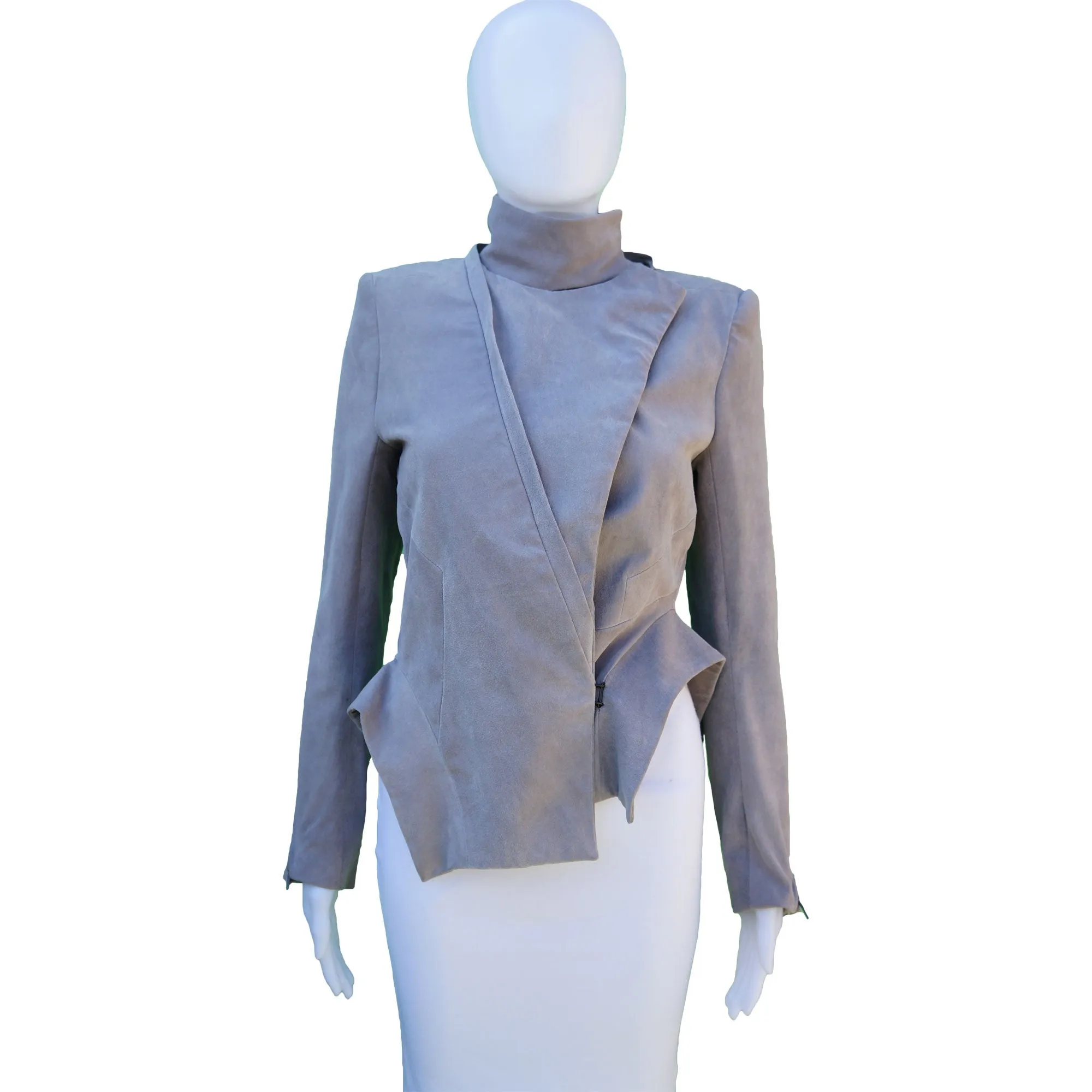Ann Demeulemeester Suede Cropped Moto Style Jacket
