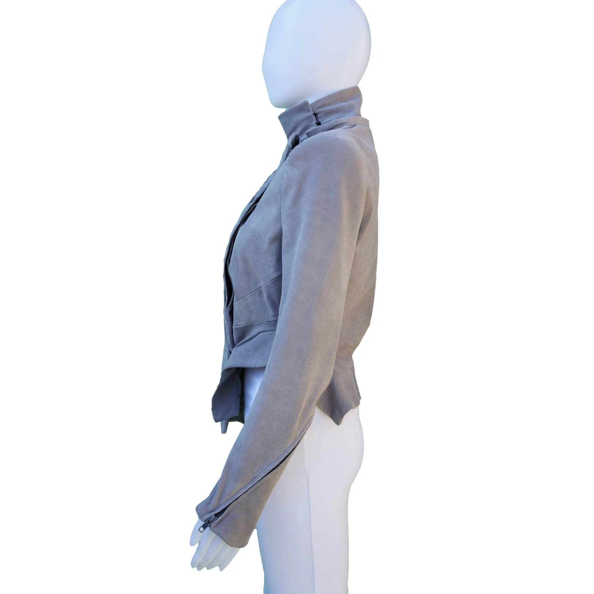 Ann Demeulemeester Suede Cropped Moto Style Jacket