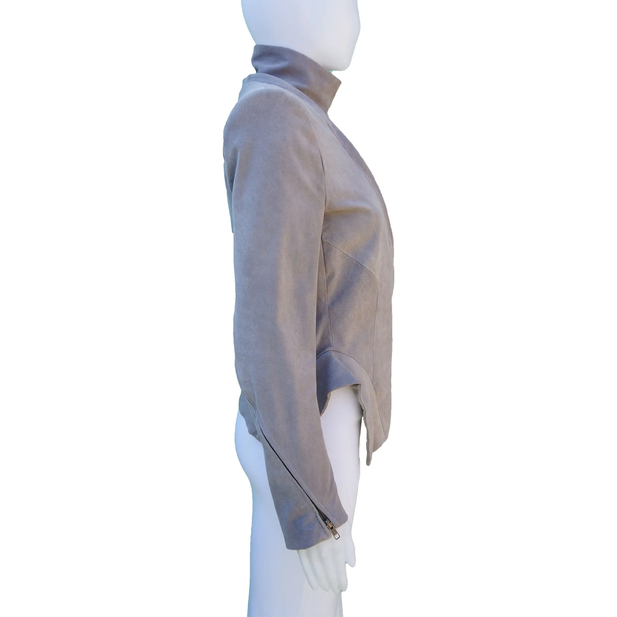 Ann Demeulemeester Suede Cropped Moto Style Jacket