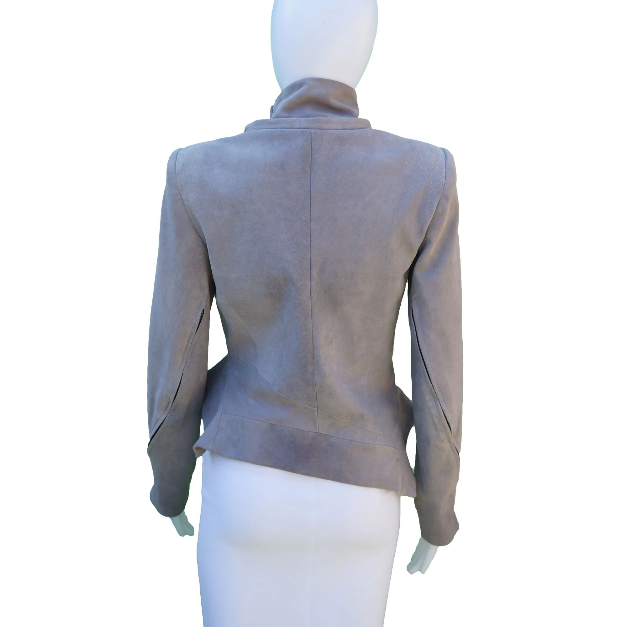 Ann Demeulemeester Suede Cropped Moto Style Jacket
