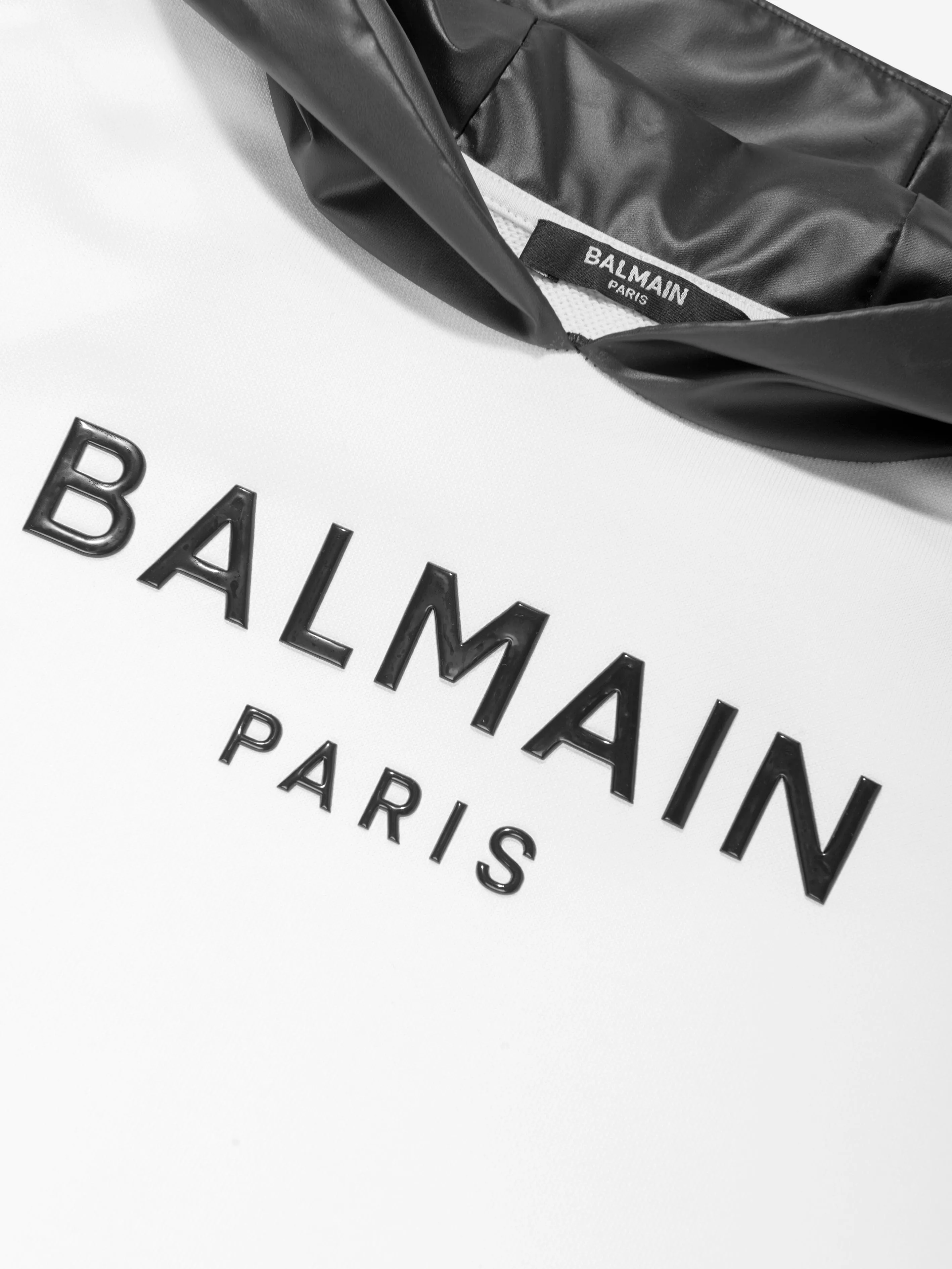Balmain Boys Paris Logo Hoodie in White