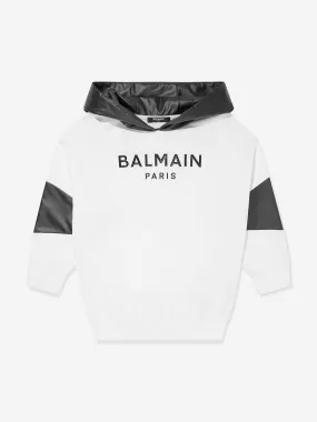 Balmain Boys Paris Logo Hoodie in White