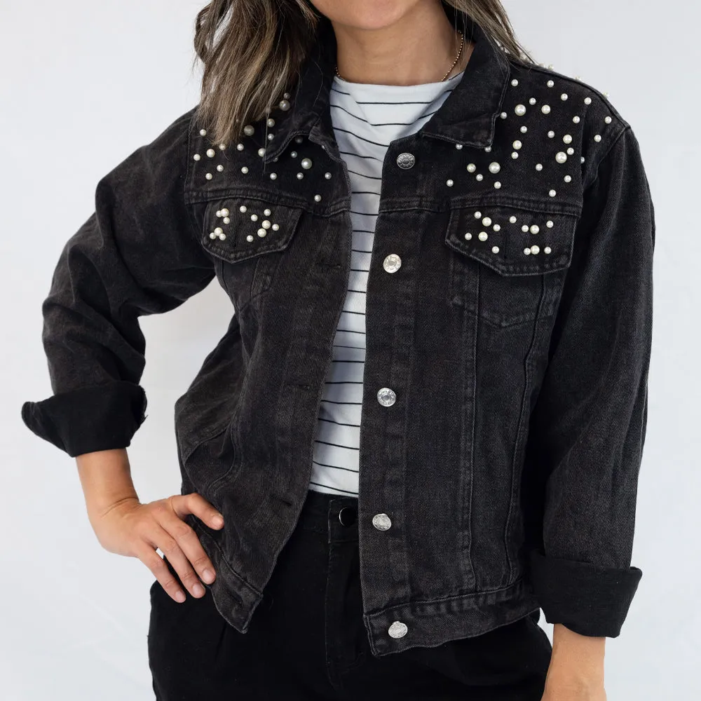 (Blue Pearl) Trap Neuter Return Pearl Denim Jacket