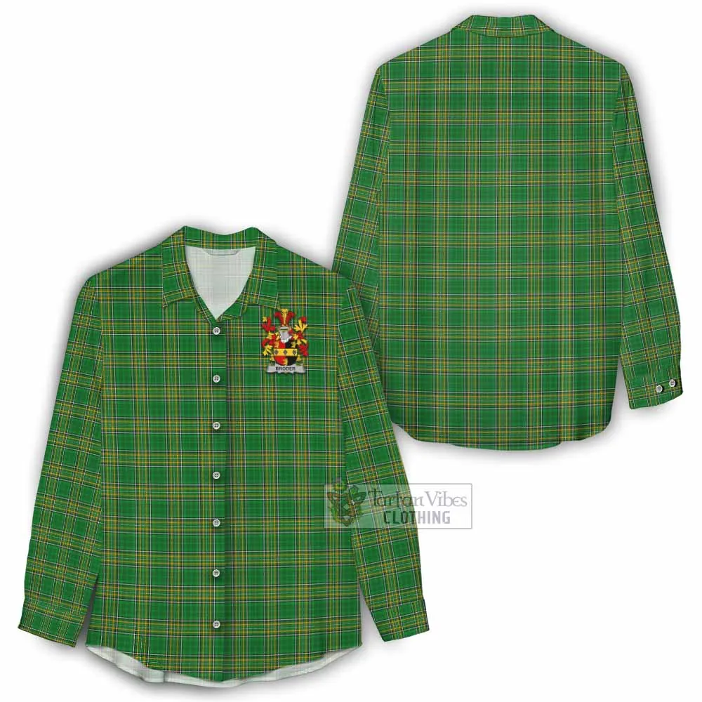 Broder Irish Clan Tartan Women's Casual Shirt with Coat of Arms