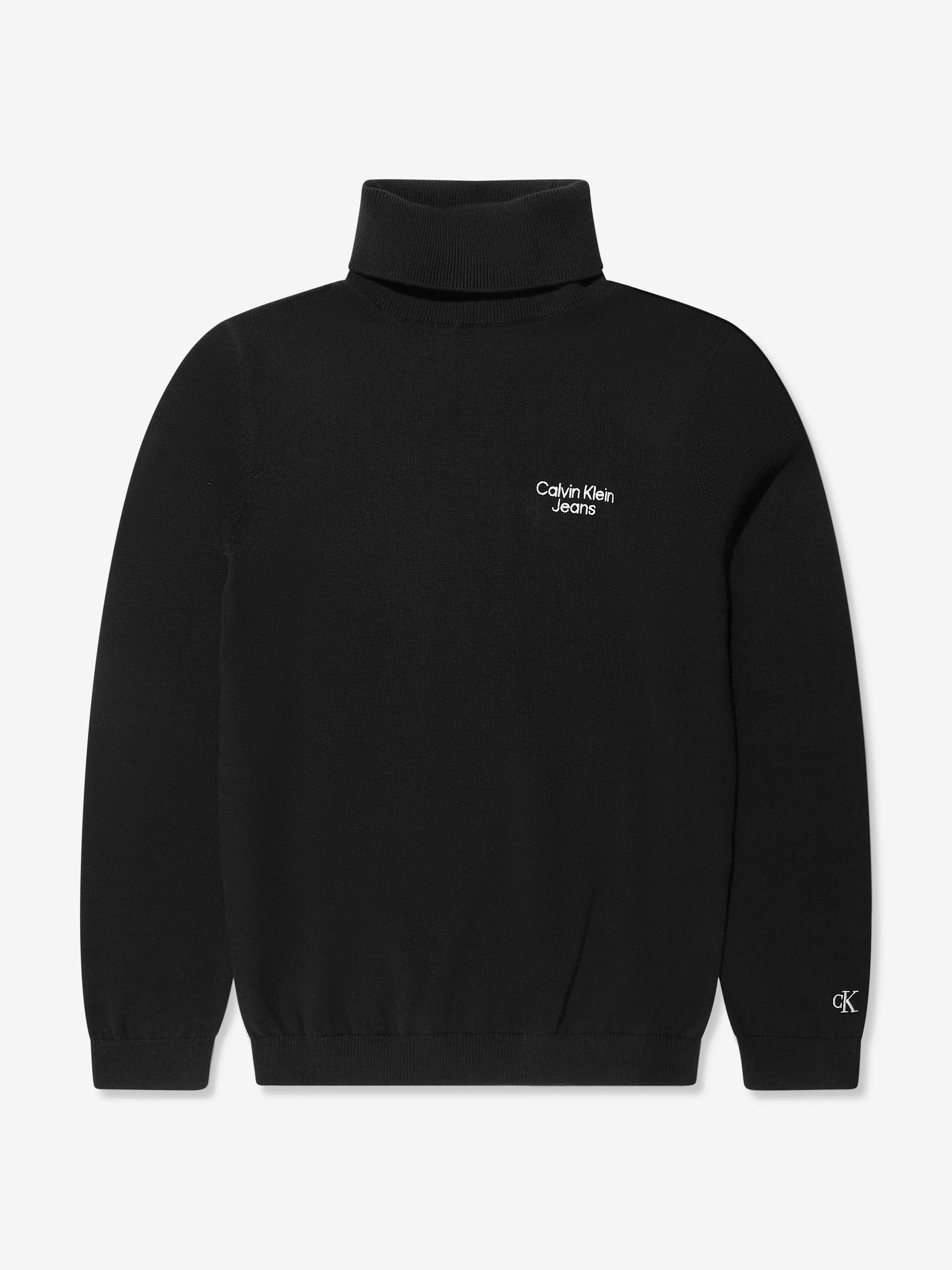 Calvin Klein Boys Roll Neck Sweater in Black