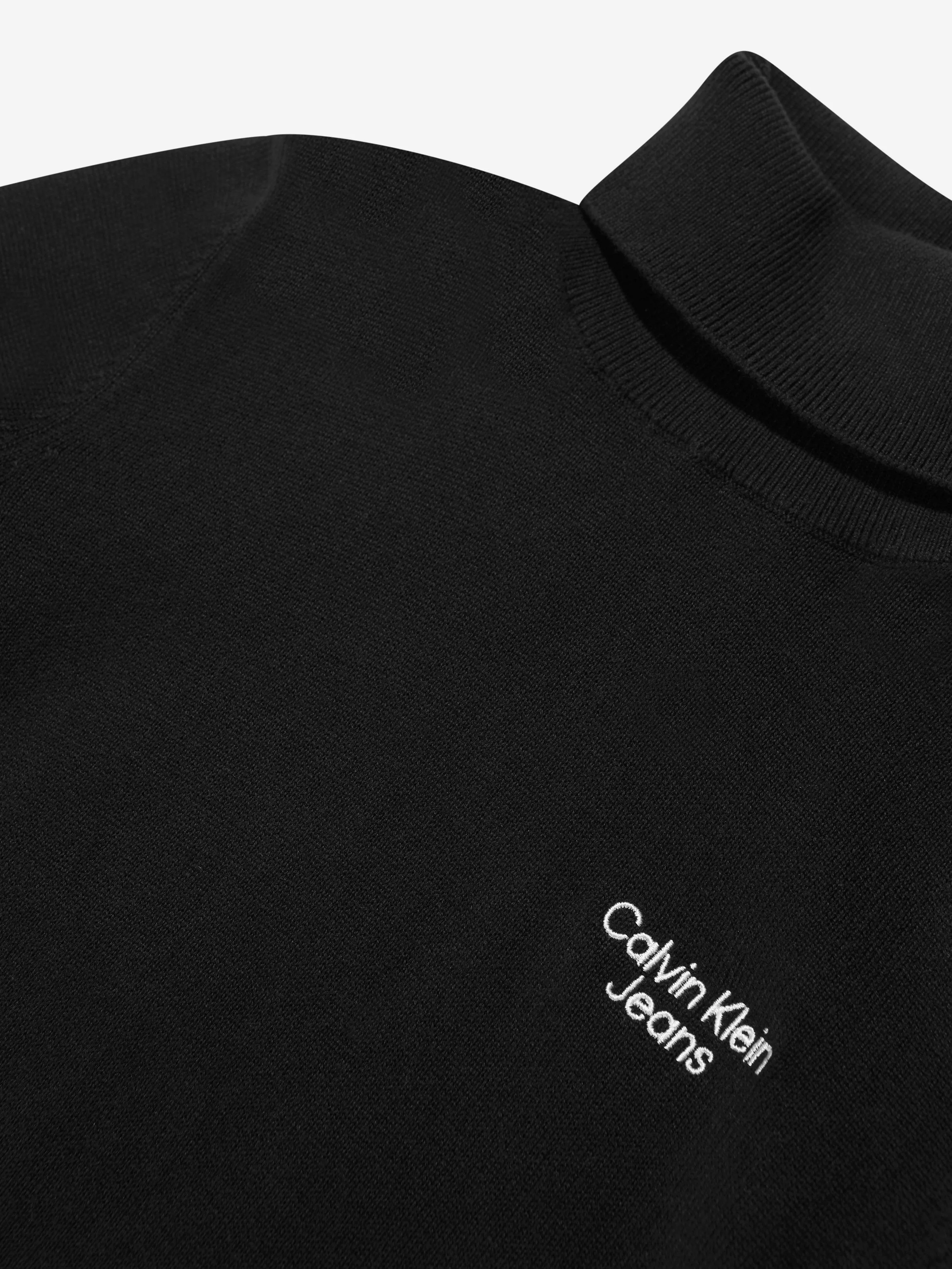 Calvin Klein Boys Roll Neck Sweater in Black