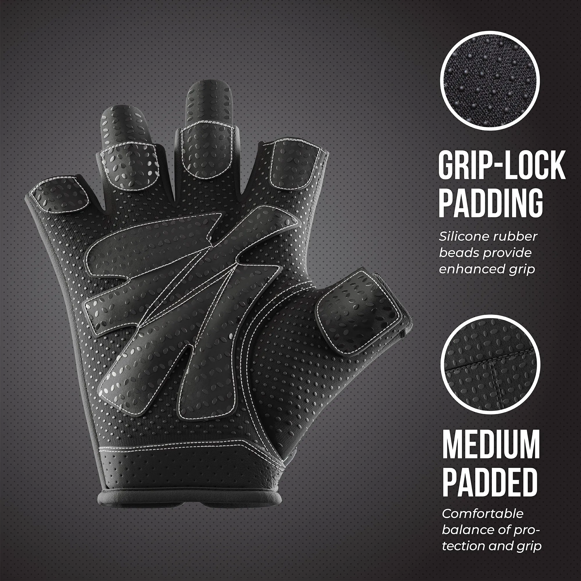 Contraband Pink Label 5137 Womens Padded Weight Lifting Gloves w/Grip-Lock Padding (Pair)