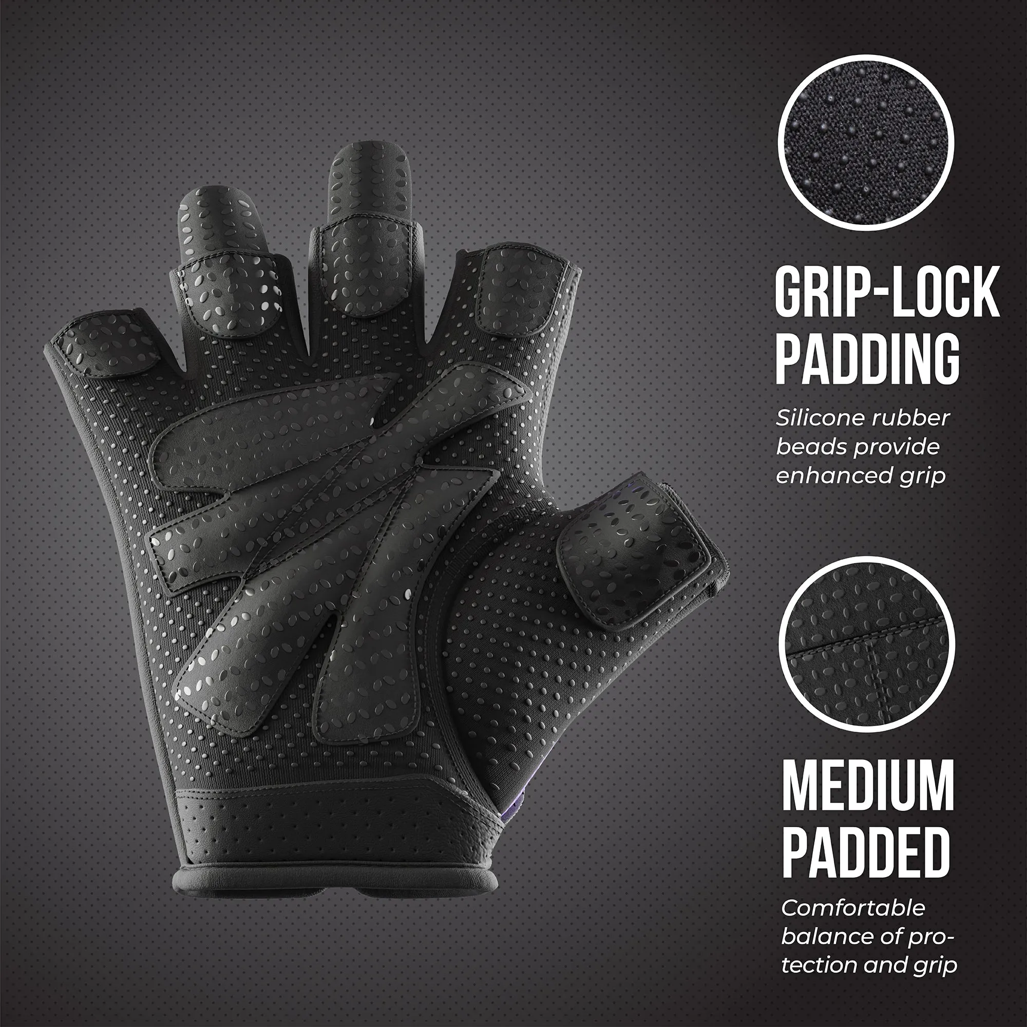 Contraband Pink Label 5137 Womens Padded Weight Lifting Gloves w/Grip-Lock Padding (Pair)