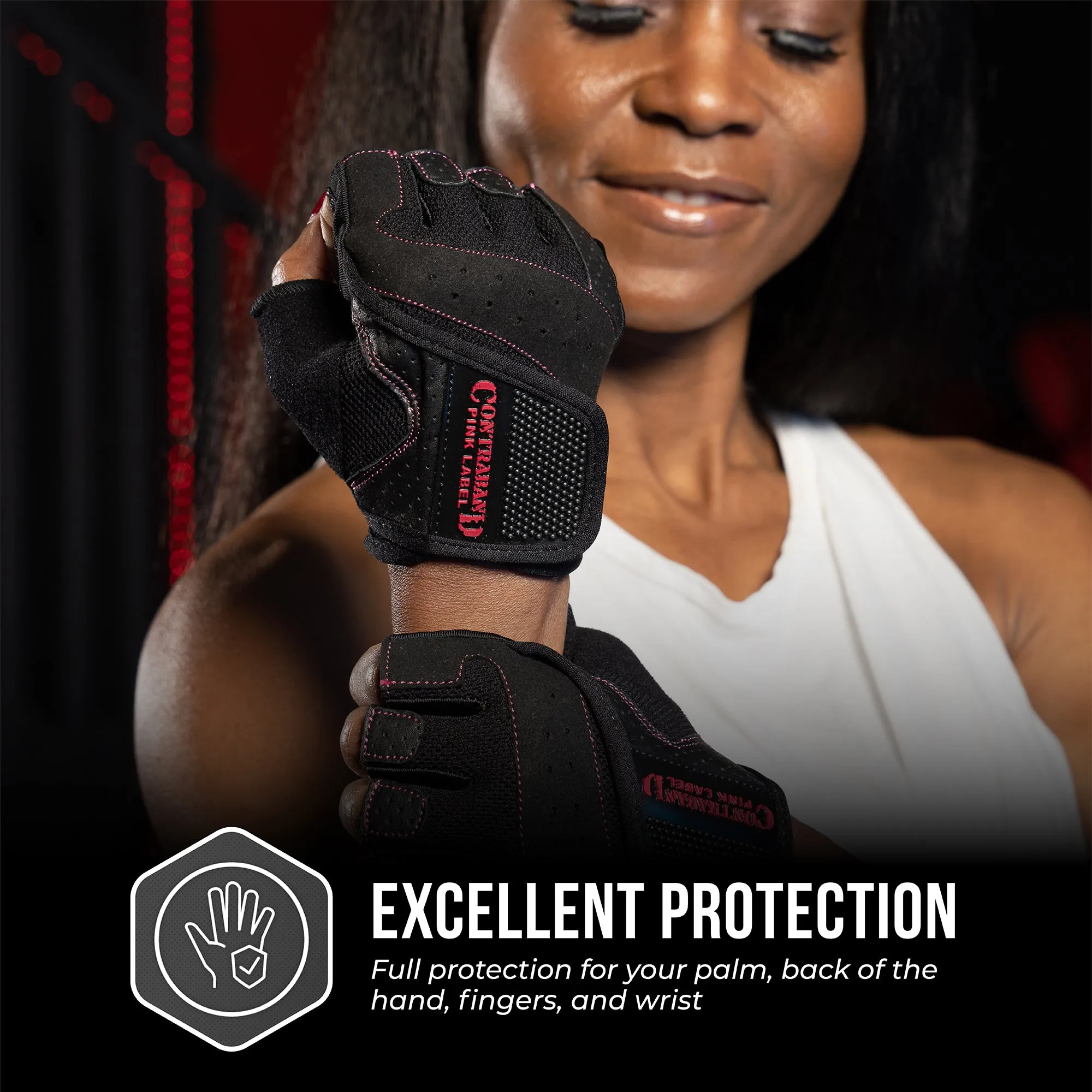 Contraband Pink Label 5137 Womens Padded Weight Lifting Gloves w/Grip-Lock Padding (Pair)