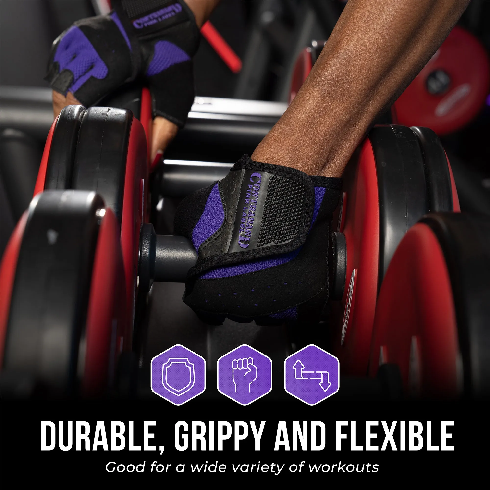 Contraband Pink Label 5137 Womens Padded Weight Lifting Gloves w/Grip-Lock Padding (Pair)