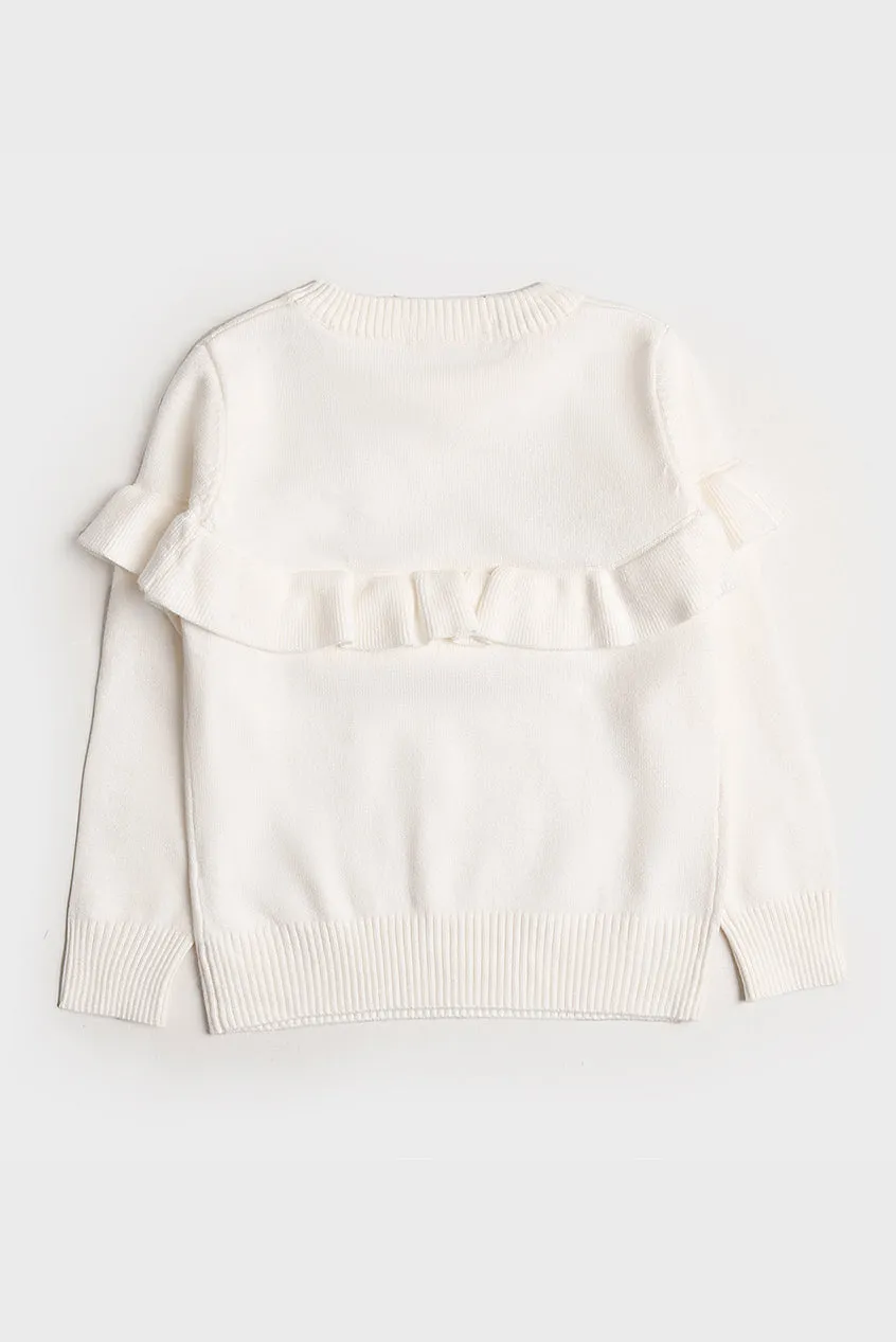 Crew Neck Frill Sweater