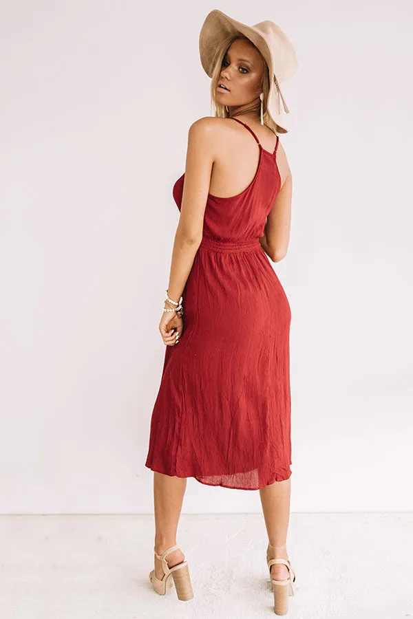 Dawn Till Dusk Midi In Crimson