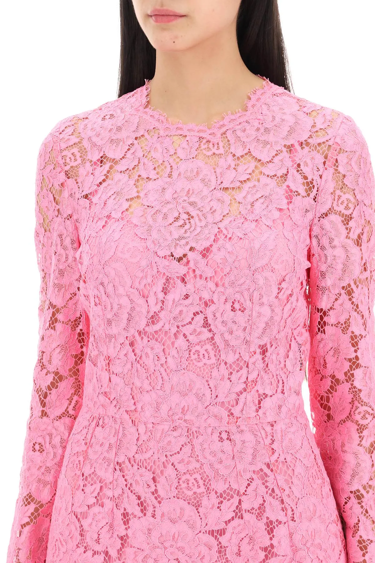 Dolce & Gabbana Midi Dress In Floral Cordonnet Lace (Size - 44)