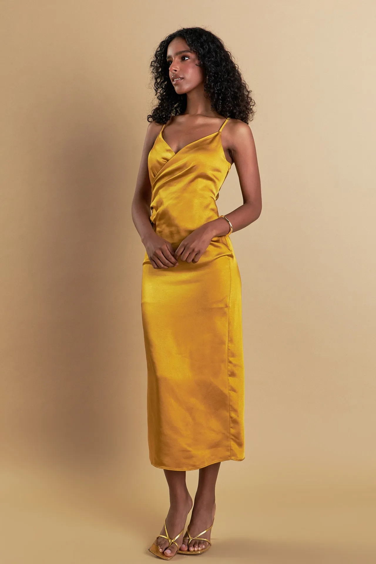 Endless Rose - Satin Wrap Midi Dress