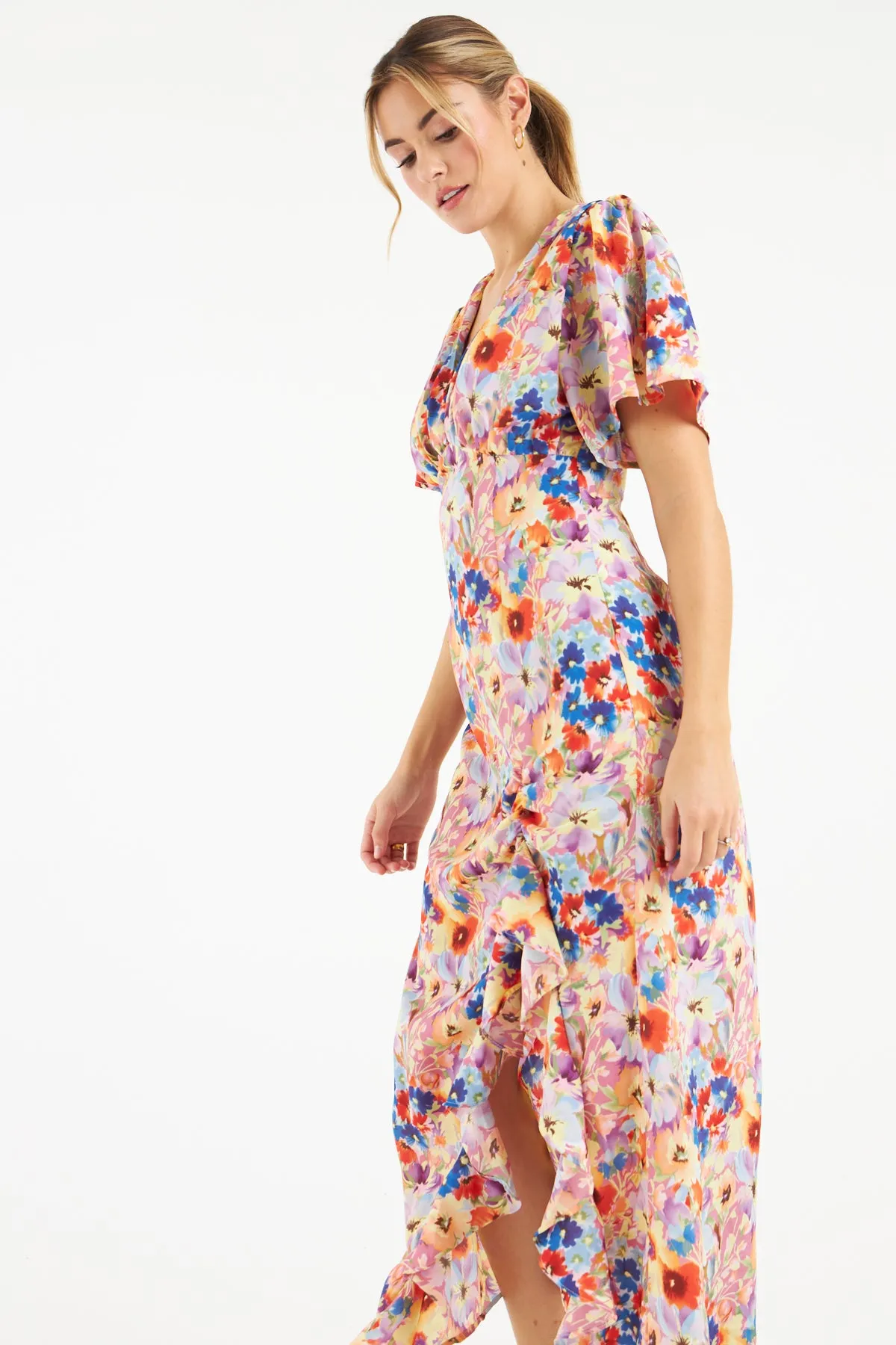 Eva Ruffle Midi Dress (Multi)
