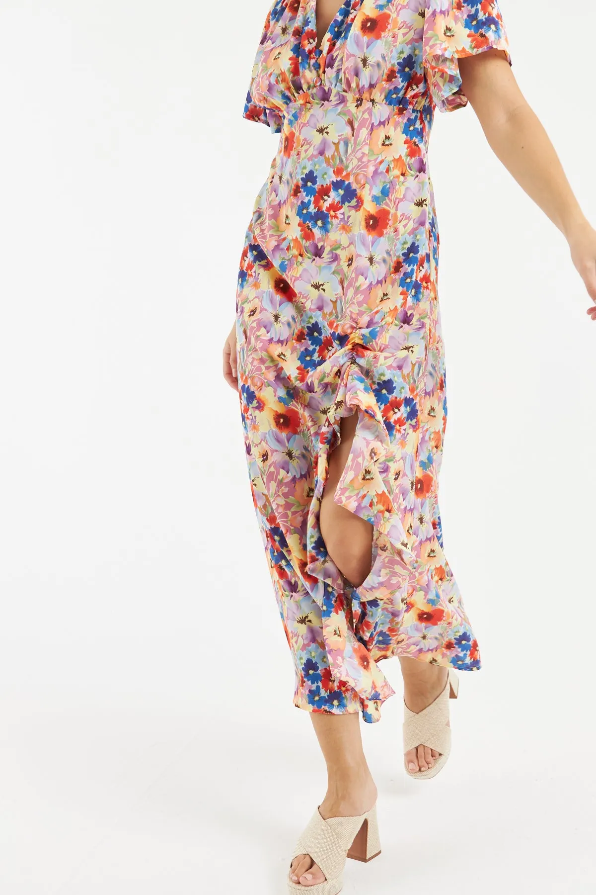 Eva Ruffle Midi Dress (Multi)