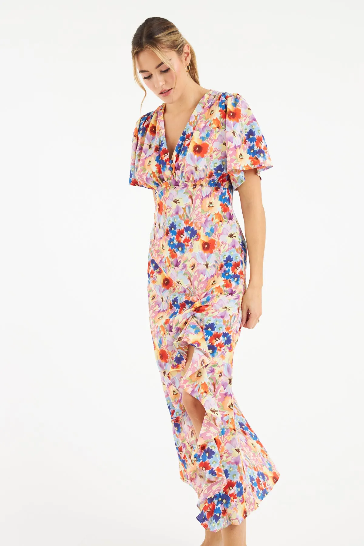 Eva Ruffle Midi Dress (Multi)