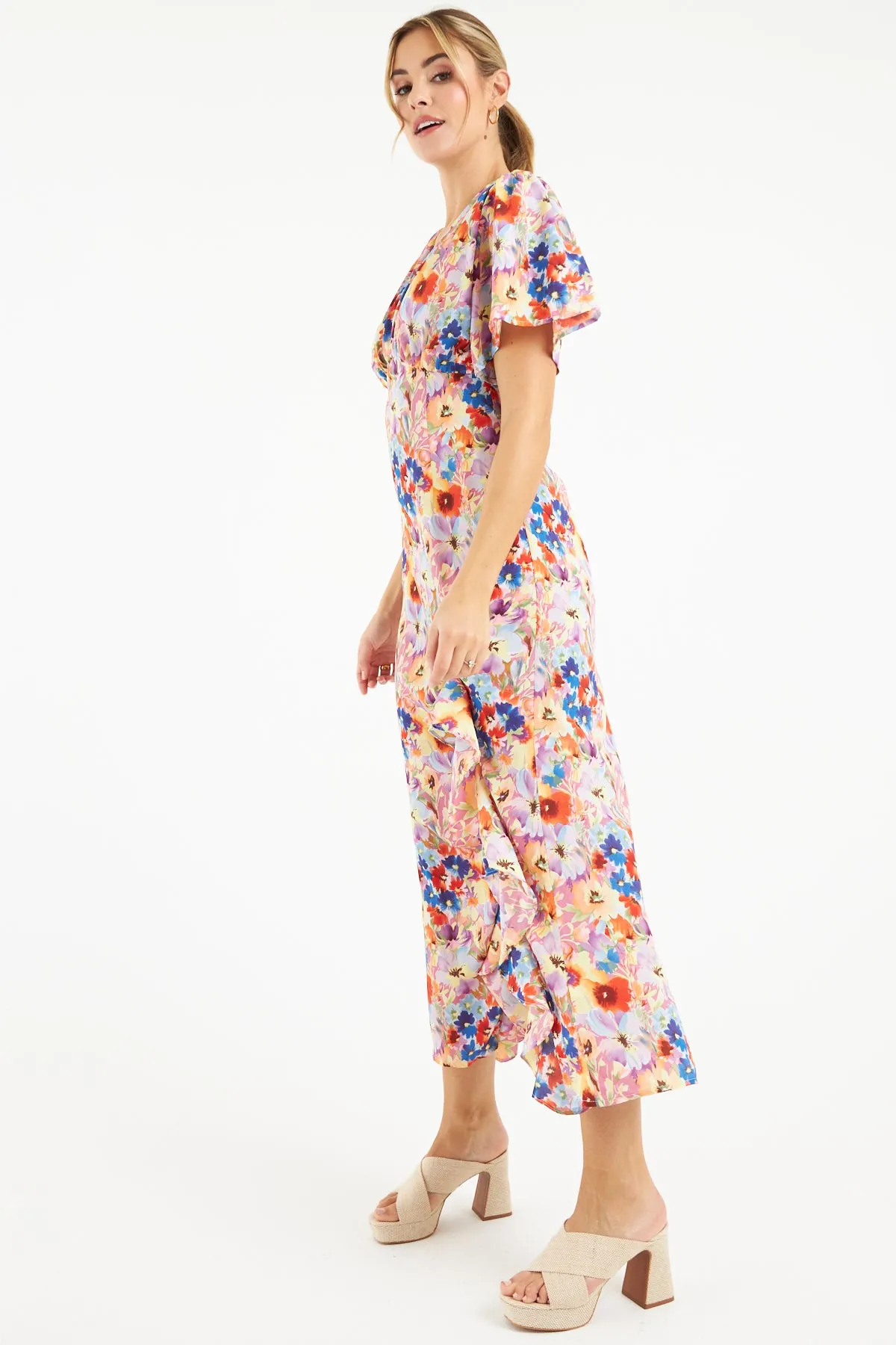 Eva Ruffle Midi Dress (Multi)