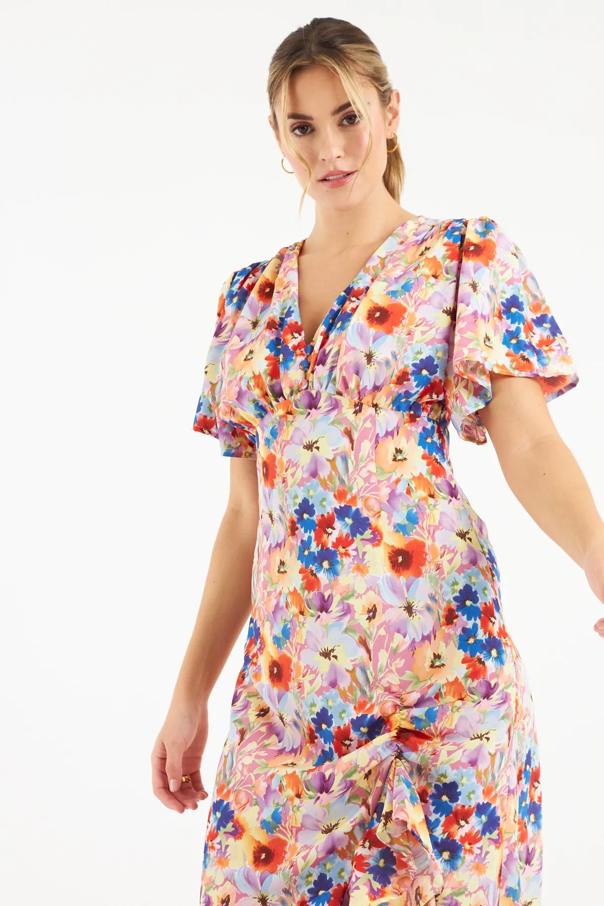 Eva Ruffle Midi Dress (Multi)