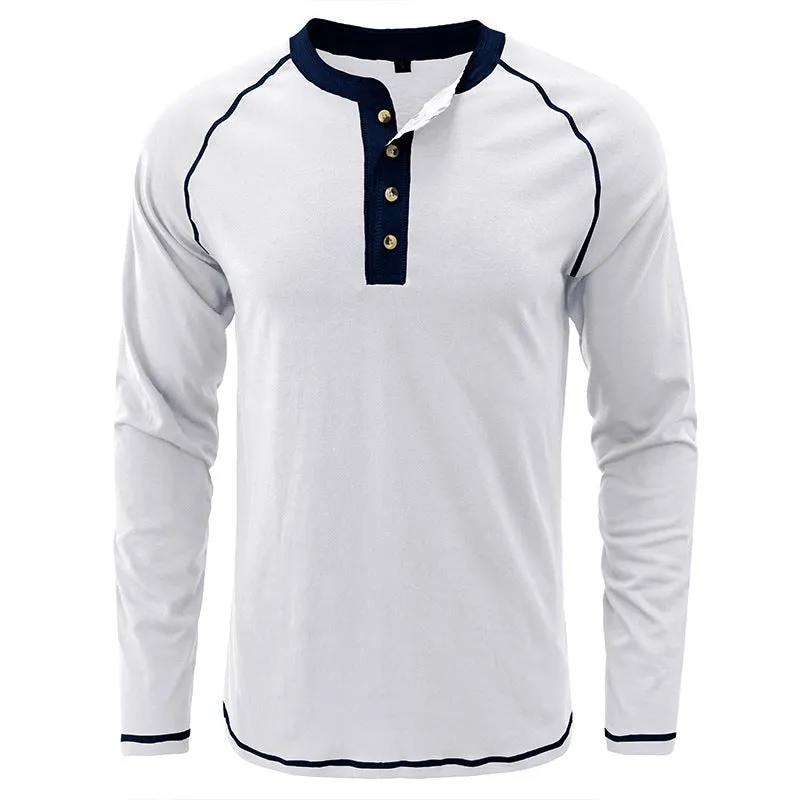 Fashion Cotton Henley Collar T-Shirt