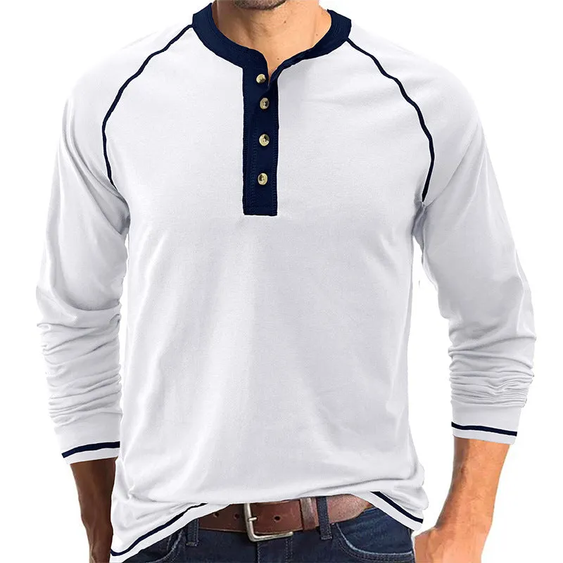 Fashion Cotton Henley Collar T-Shirt