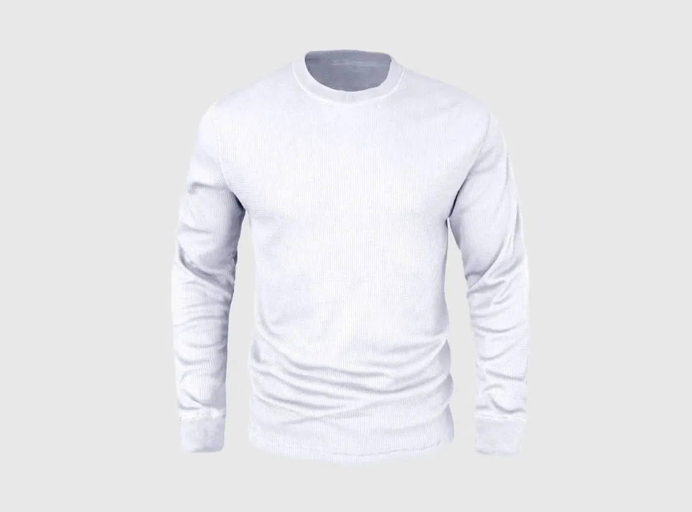 FitVille Men's Waffle-Knit Long-Sleeve Outdoor Crewneck