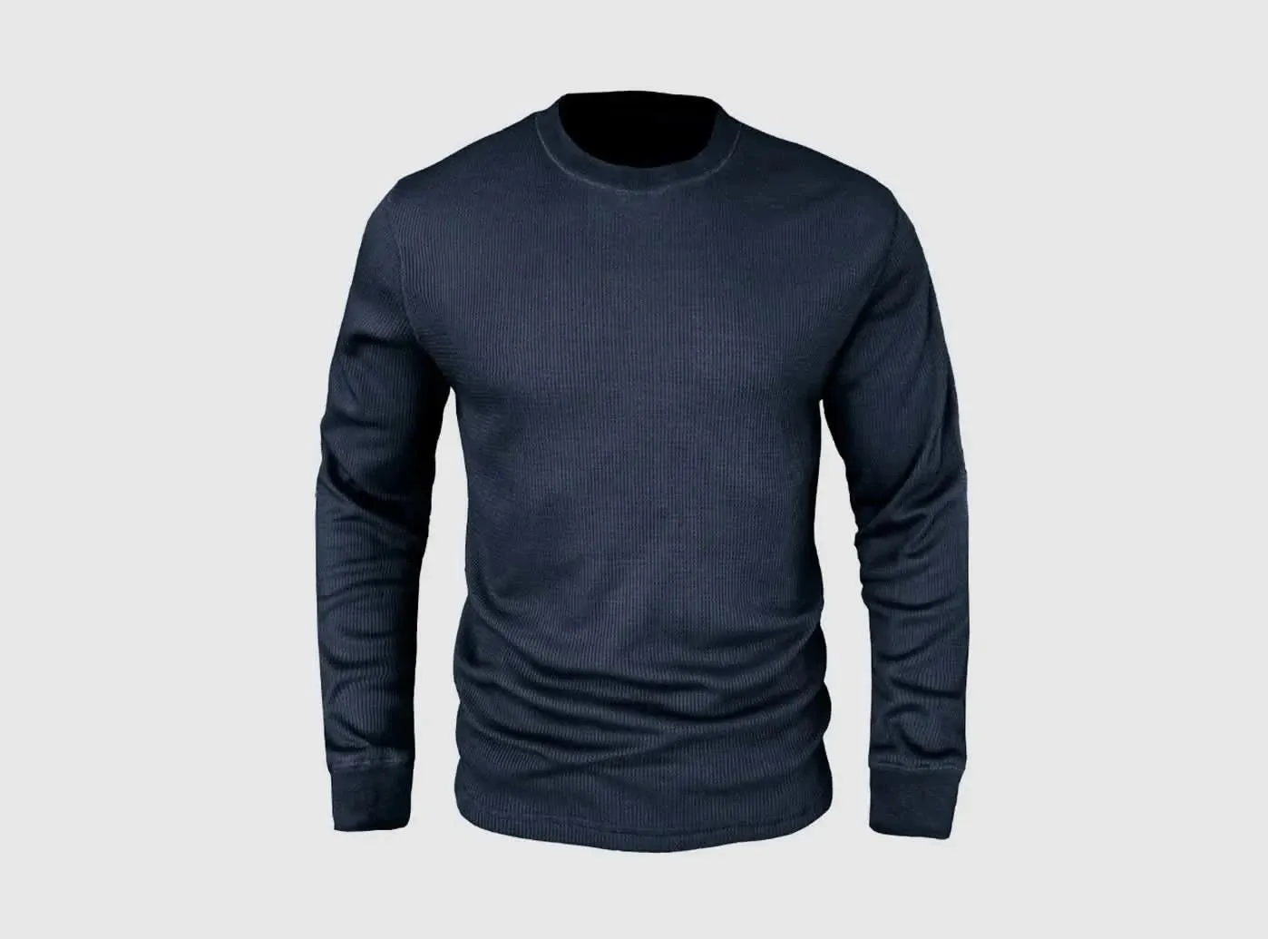 FitVille Men's Waffle-Knit Long-Sleeve Outdoor Crewneck