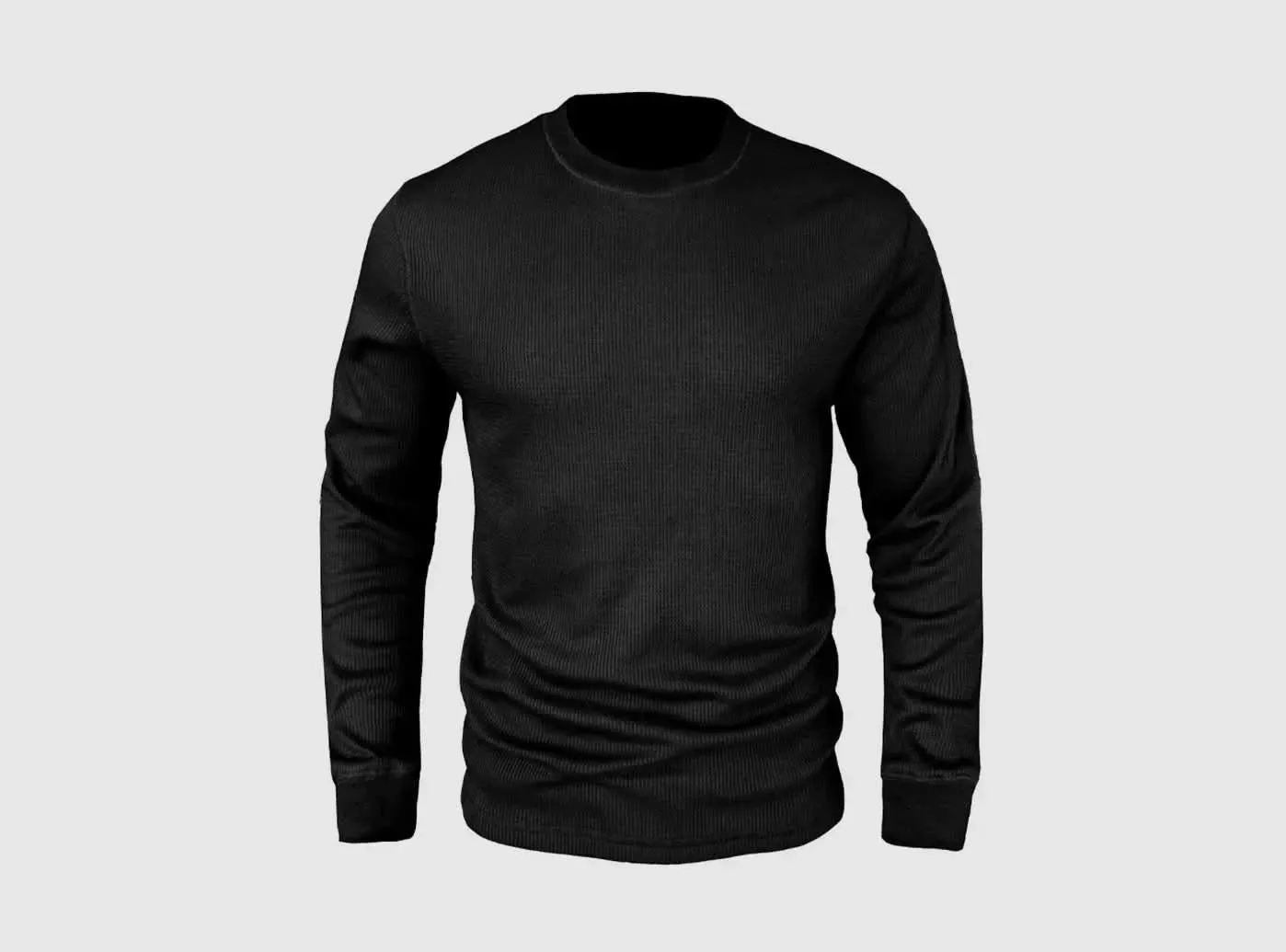 FitVille Men's Waffle-Knit Long-Sleeve Outdoor Crewneck
