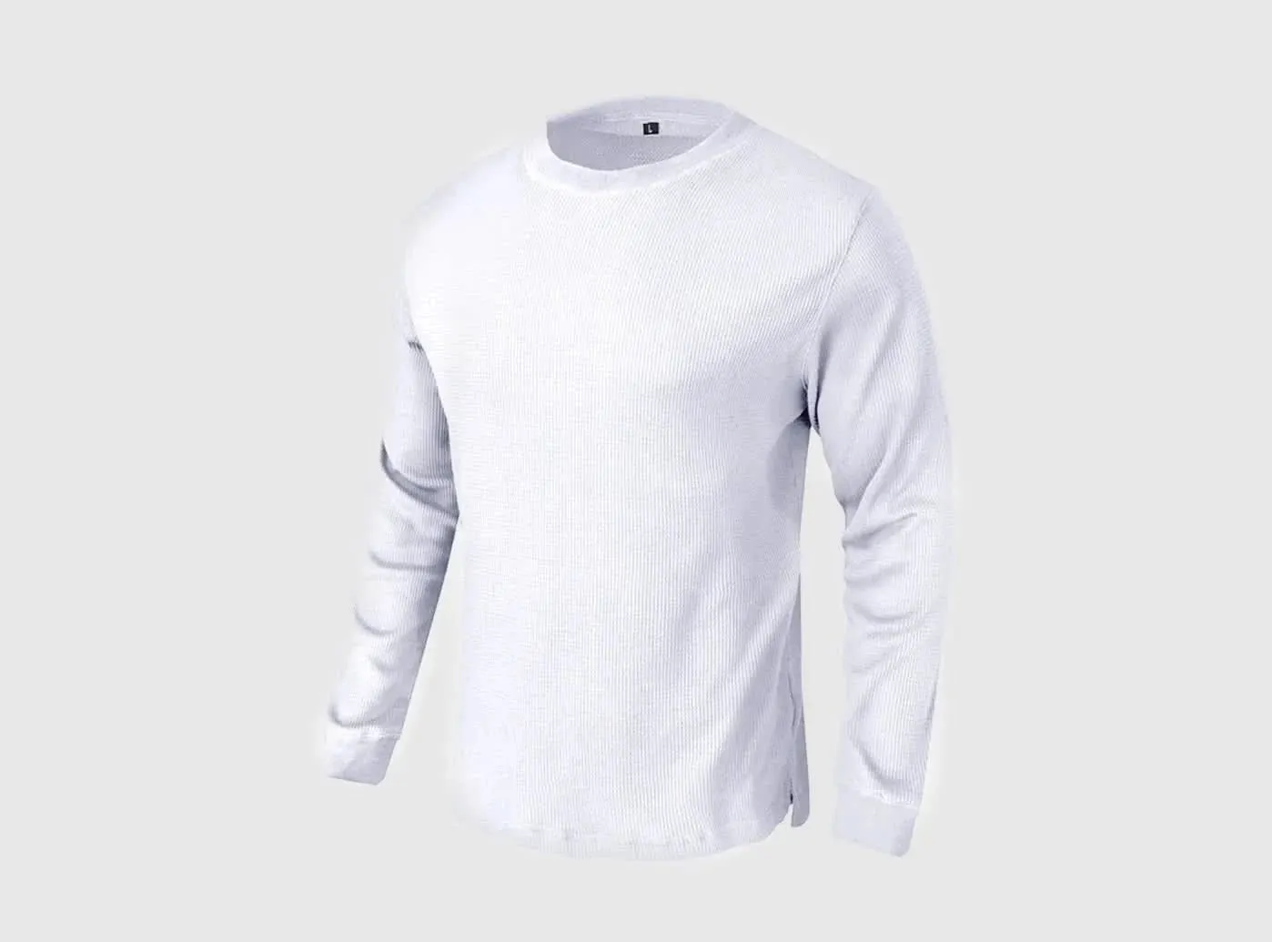 FitVille Men's Waffle-Knit Long-Sleeve Outdoor Crewneck