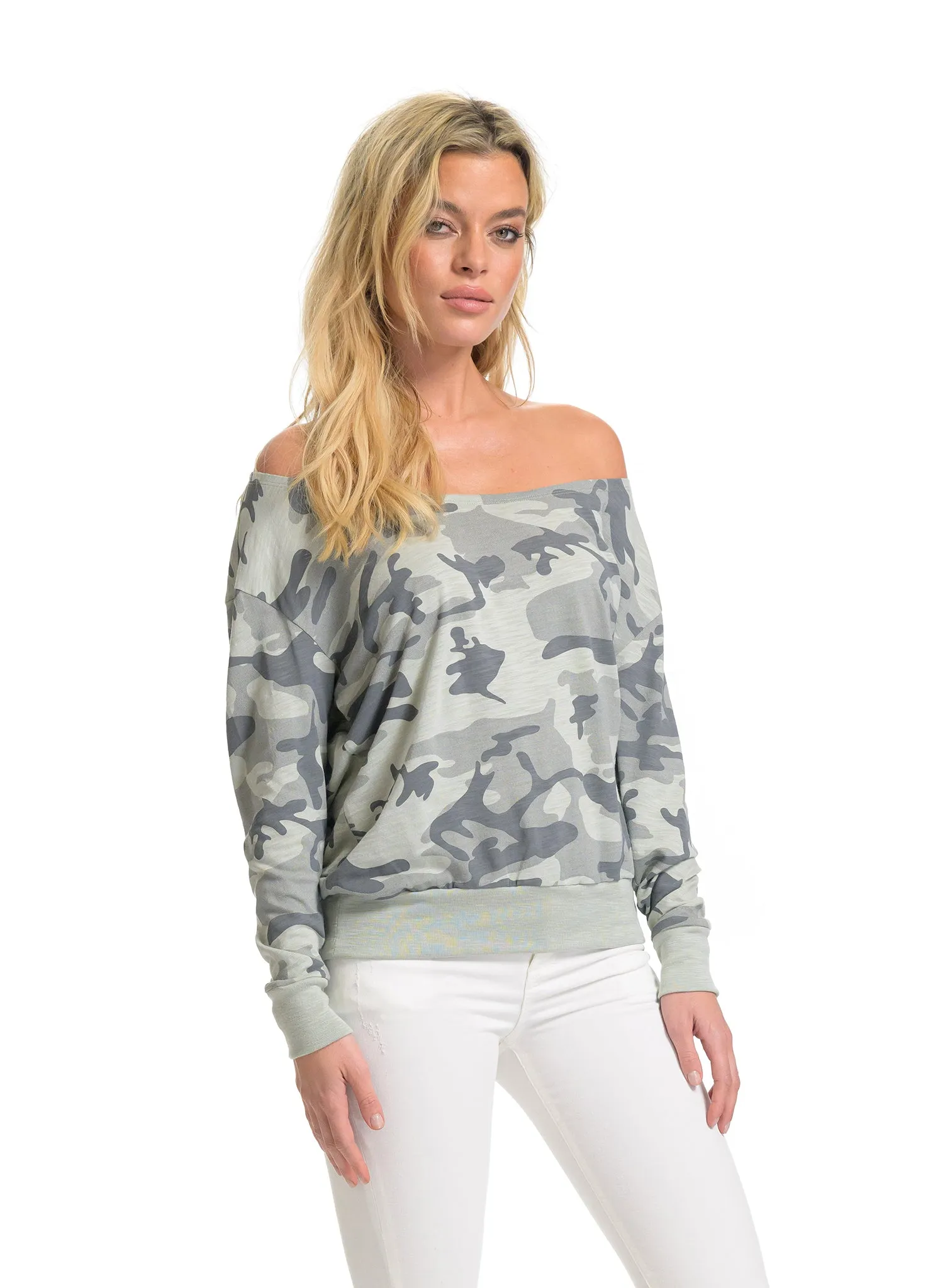 FRANCESCA - Open Neck Long Sleeve T-Shirt