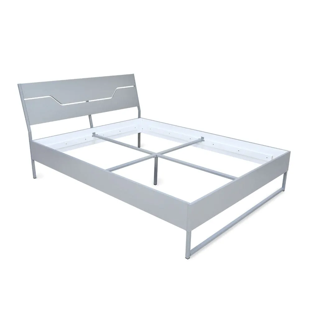 Grande Wood and Metal Hybrid Bed (Grey)   Plus Memory Foam Mattress (Queen)