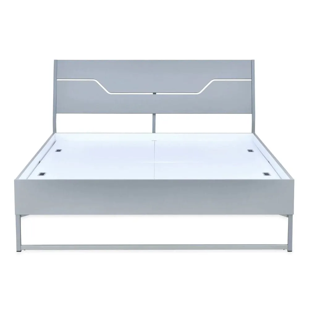 Grande Wood and Metal Hybrid Bed (Grey)   Plus Memory Foam Mattress (Queen)