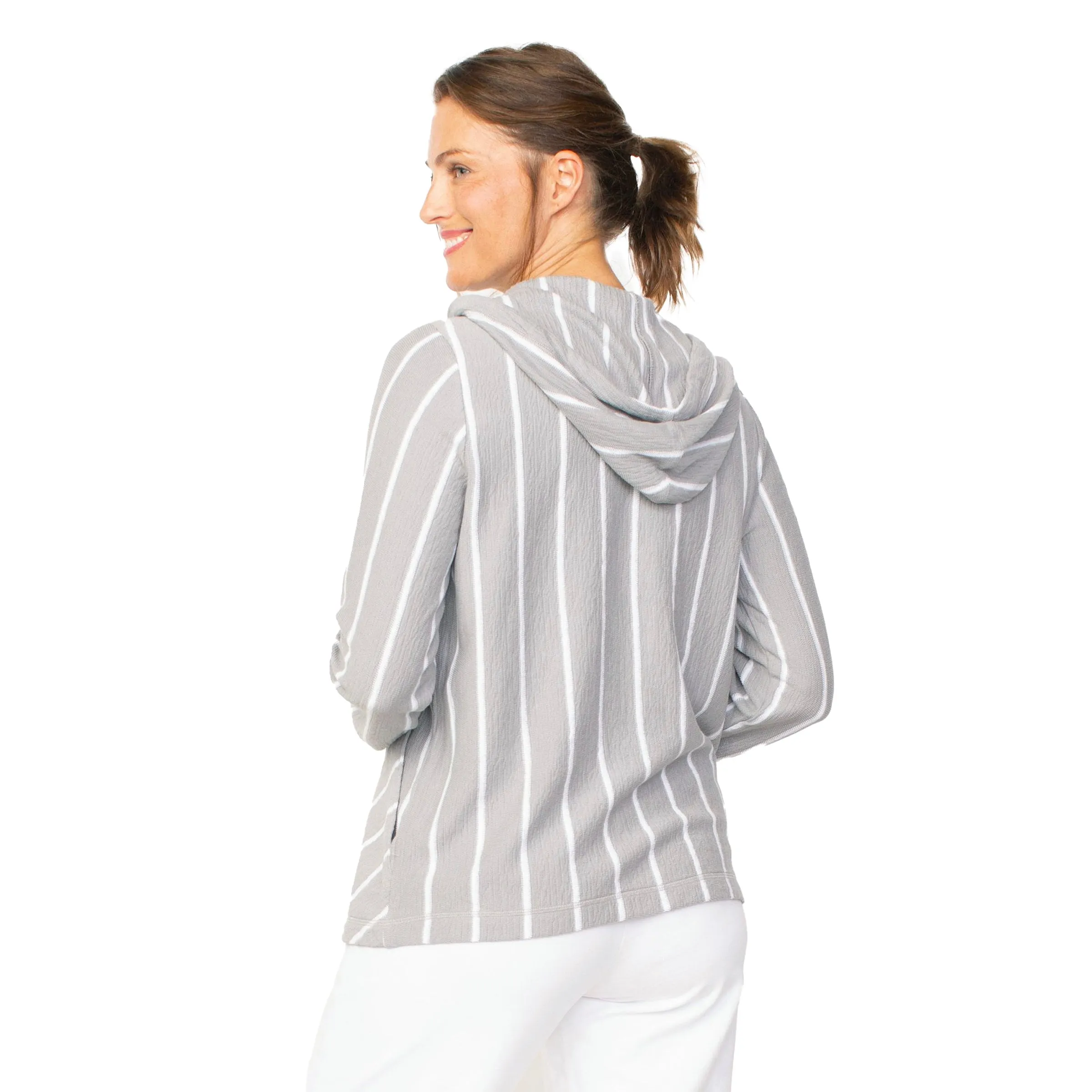Habitat French Terry Stripe Hoodie in Gull - 85110
