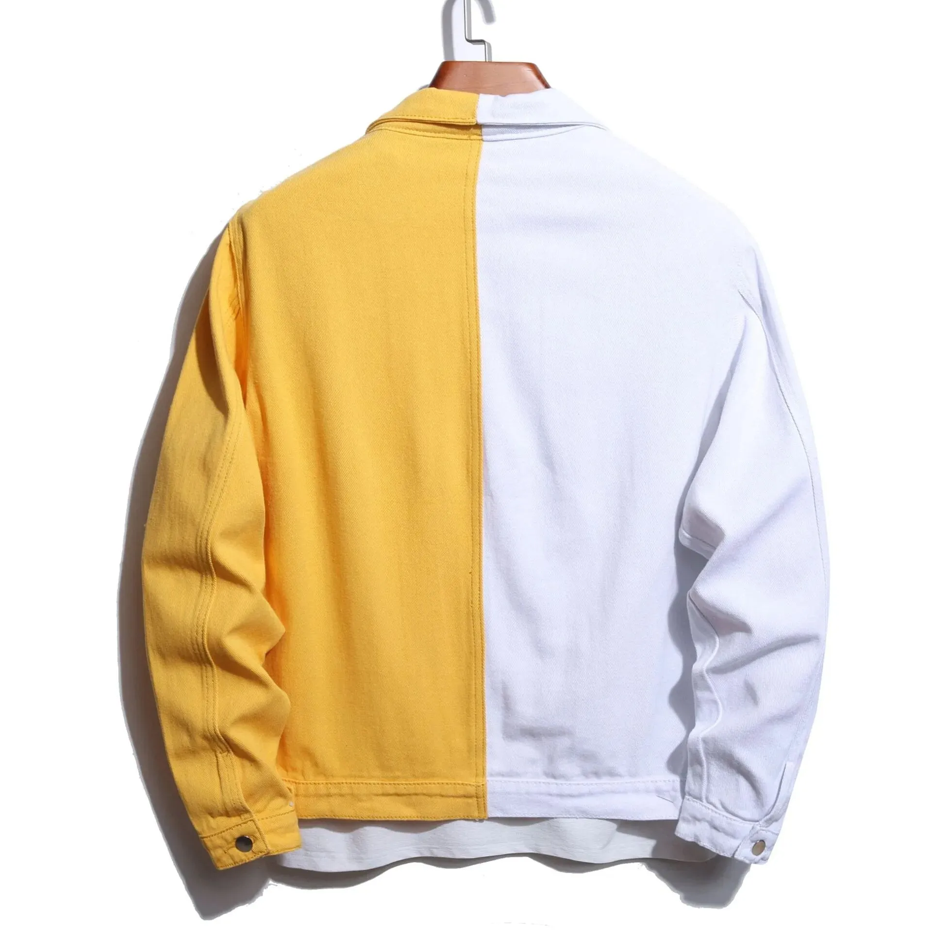 Ilooove - 2023 New Loose Men's Jacket with Unique Design Double-Colored Denim Coat for Spring and Autumn