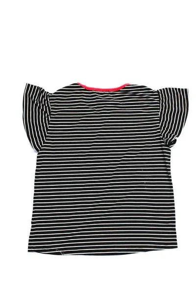 Jersey Knit Striped Flutter Sleeve Tee Top