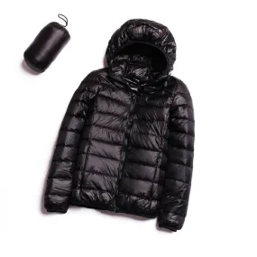 Lightweight Hooded White Duck Down Jacket for Women - Stylish and Warm Autumn Winter Coat
