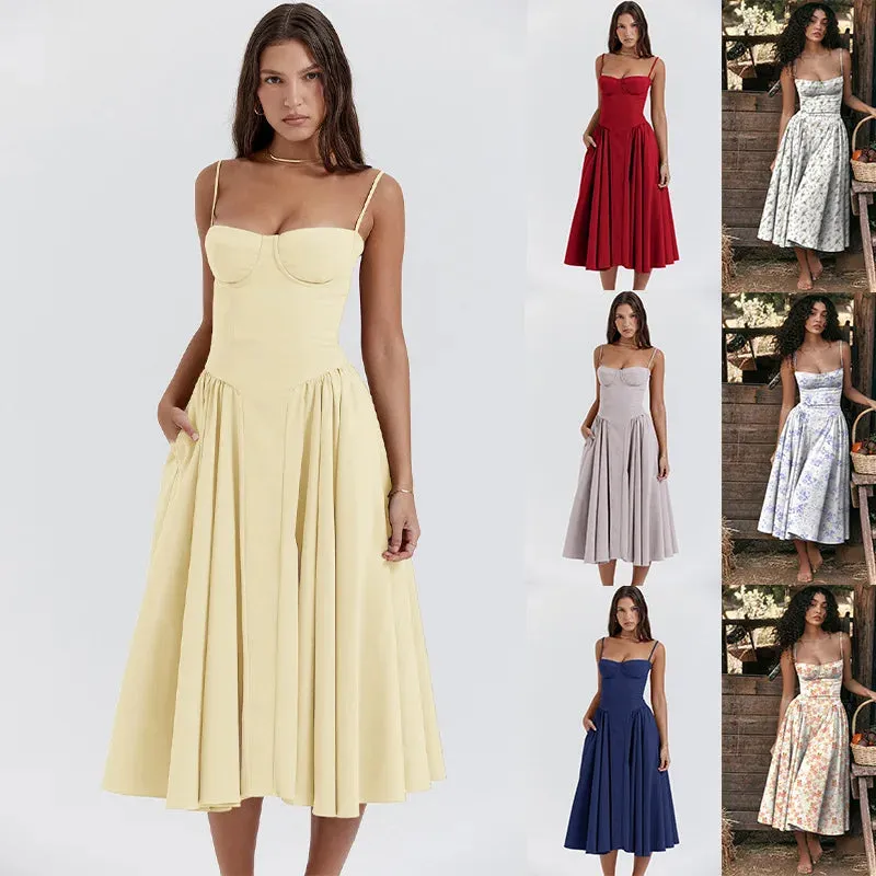 LVSANW JAMERARY Elegant Slim Sexy Backless Sling Dress Women Fashion Solid Suspender Straps New Summer Party Robe Evening Vestidos