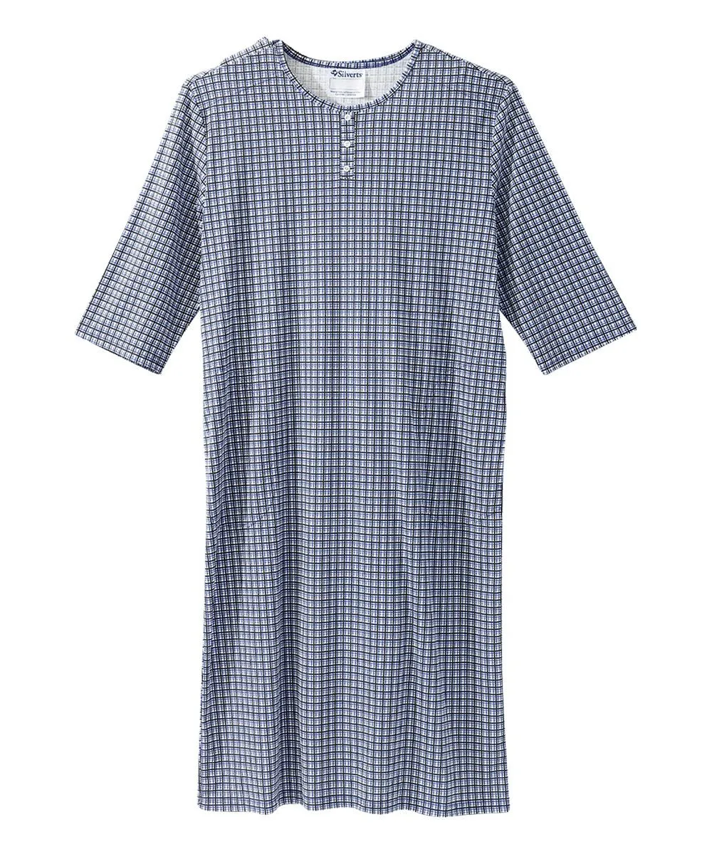 Men's Open Back Henley Nightgown