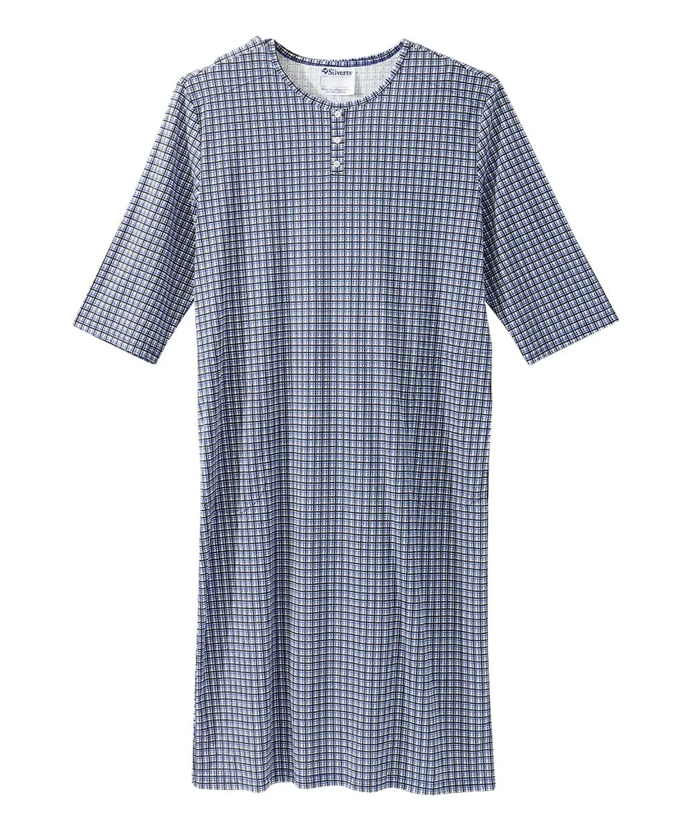 Men's Open Back Henley Nightgown