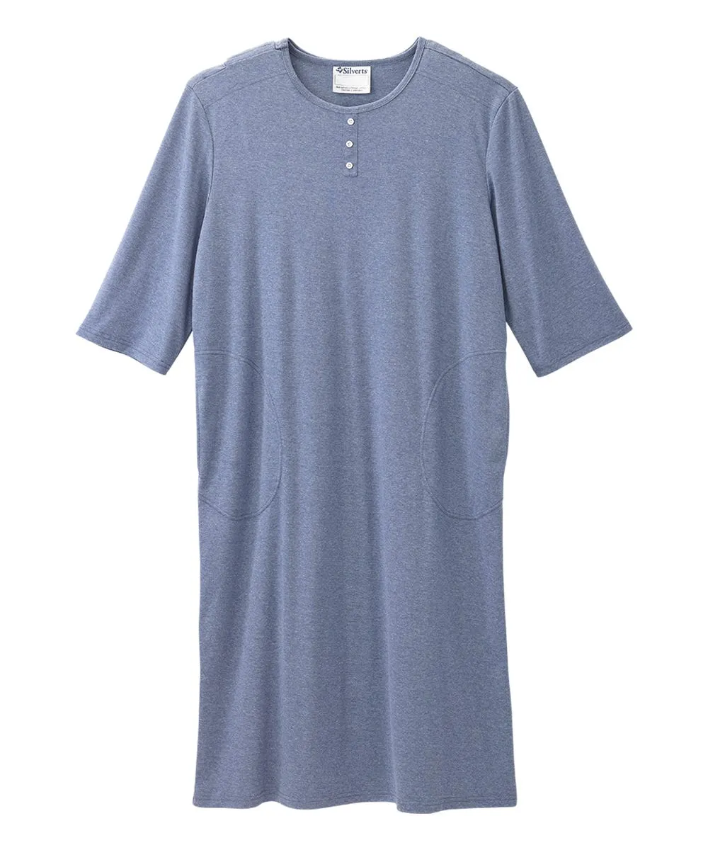Men's Open Back Henley Nightgown