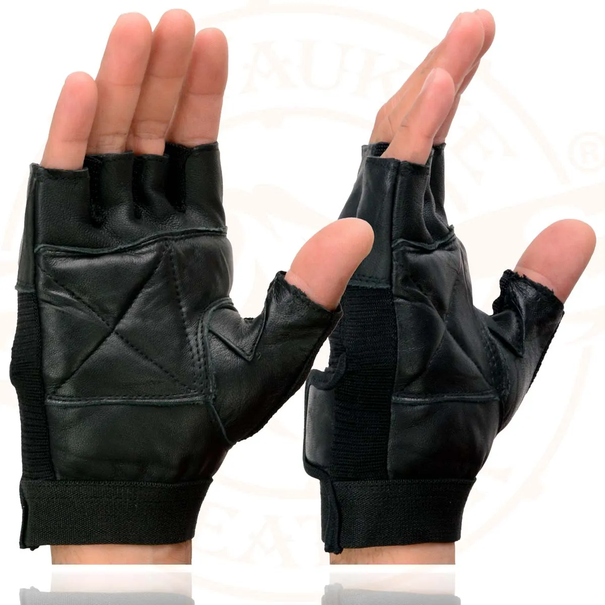 Milwaukee Leather SH217 Men's Black Leather Gel Padded Palm Fingerless