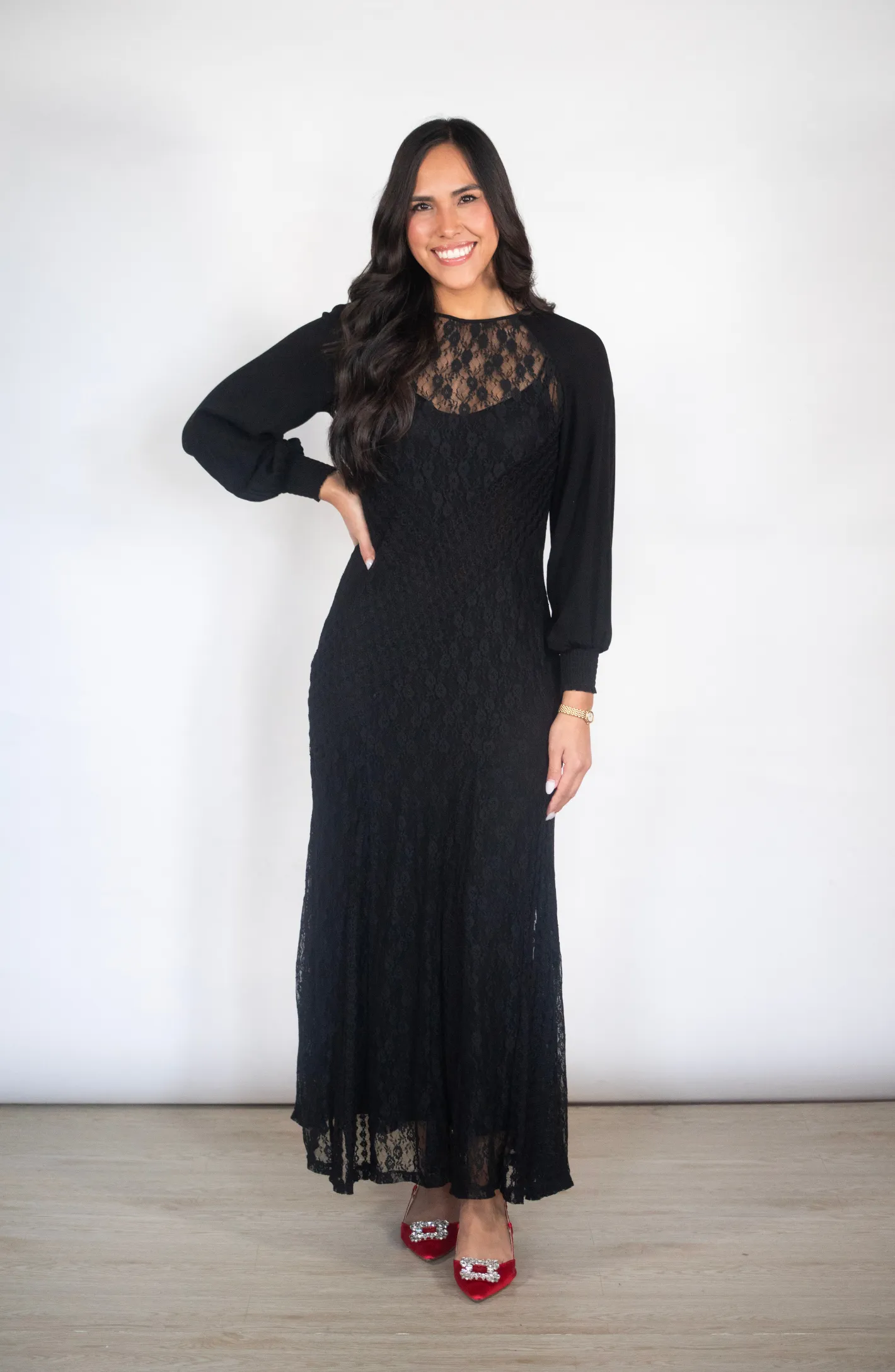 My Heart Is Set Black Lace Maxi Dress