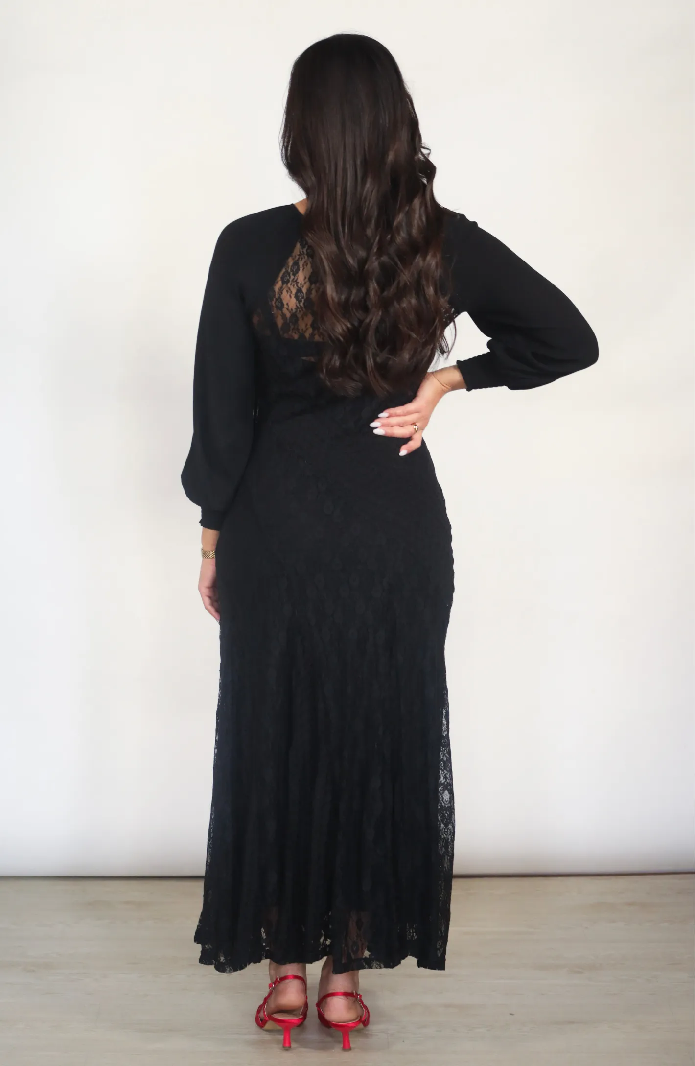 My Heart Is Set Black Lace Maxi Dress