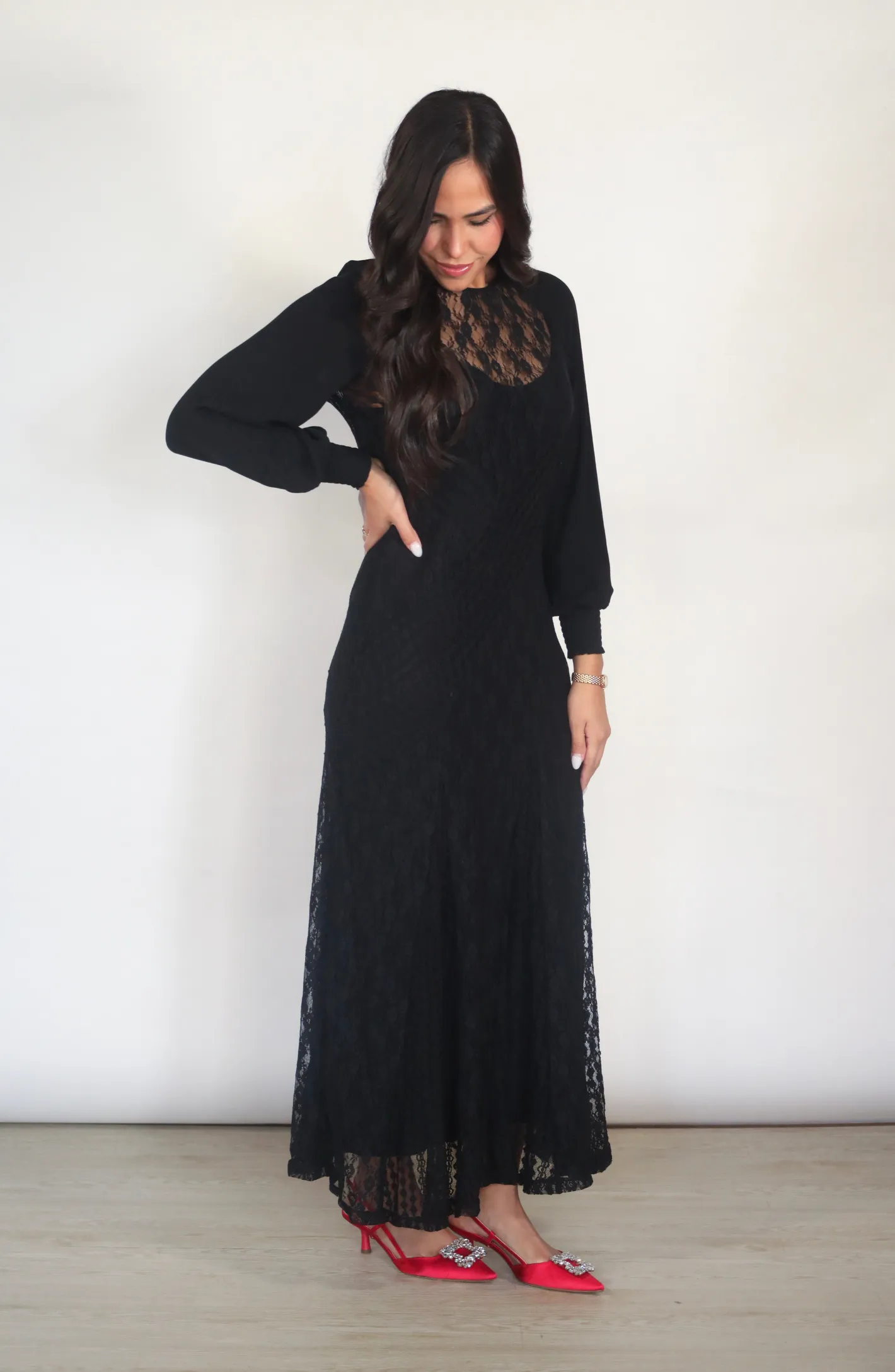 My Heart Is Set Black Lace Maxi Dress