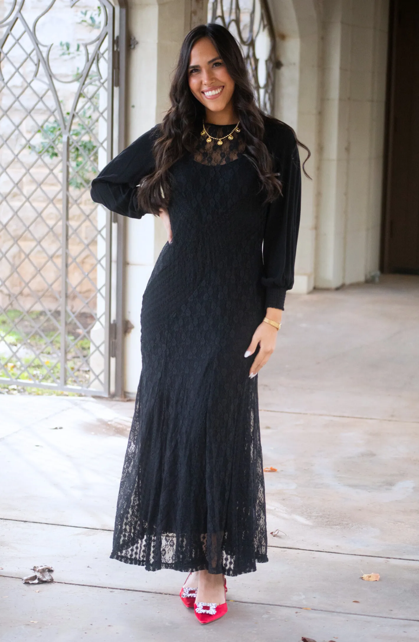 My Heart Is Set Black Lace Maxi Dress